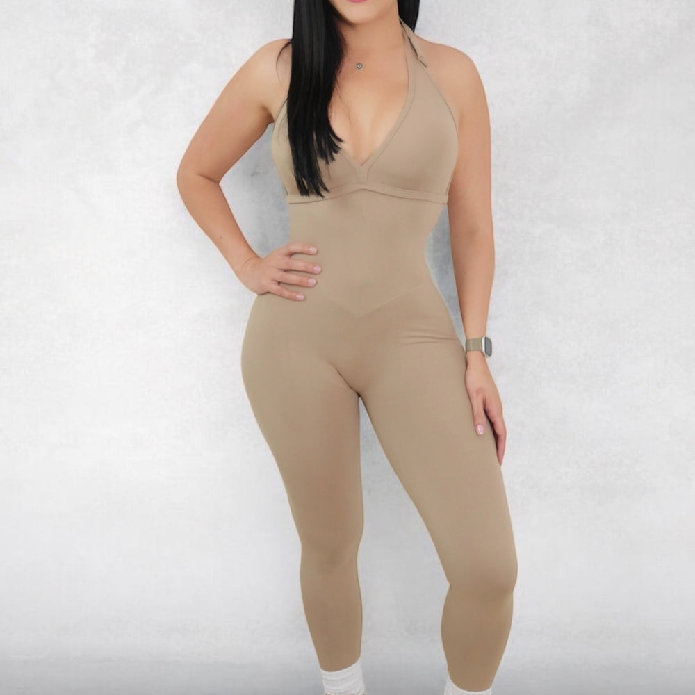 Taupe Temptress Jumpsuit